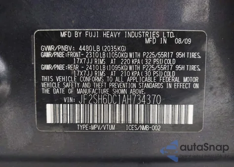 2010 Subaru Forester 2.5X Limited from USA, damaged, VIN JF2SH6DC1AH734370